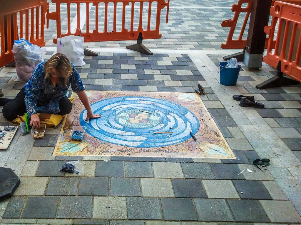 Piazza Della Valle Floor Mosaic - installing the mosaic