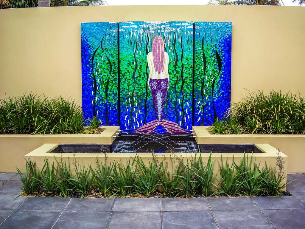 Mermaid Water Feature
1.8m x 1.2m stained glass mosaic. Private commission - Somerton Park
