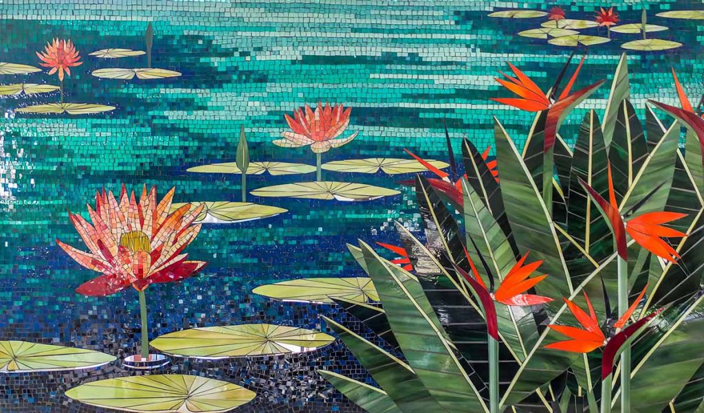 Water Lily and Bird of Paradise Mosaic