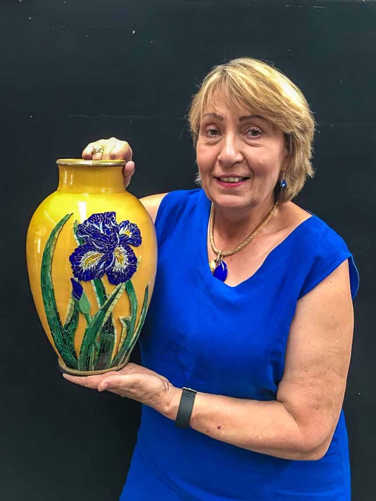 Christine Malinowski and her Iris vase