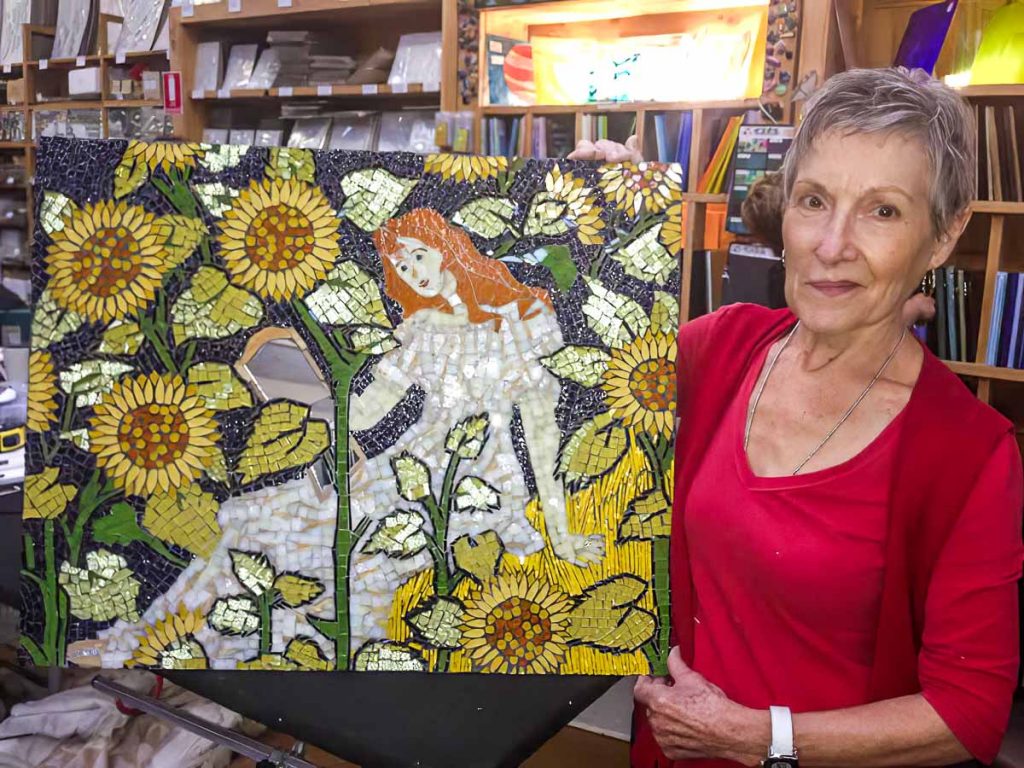 Janice Adams with "Emily in a Field of Sunflowers"
