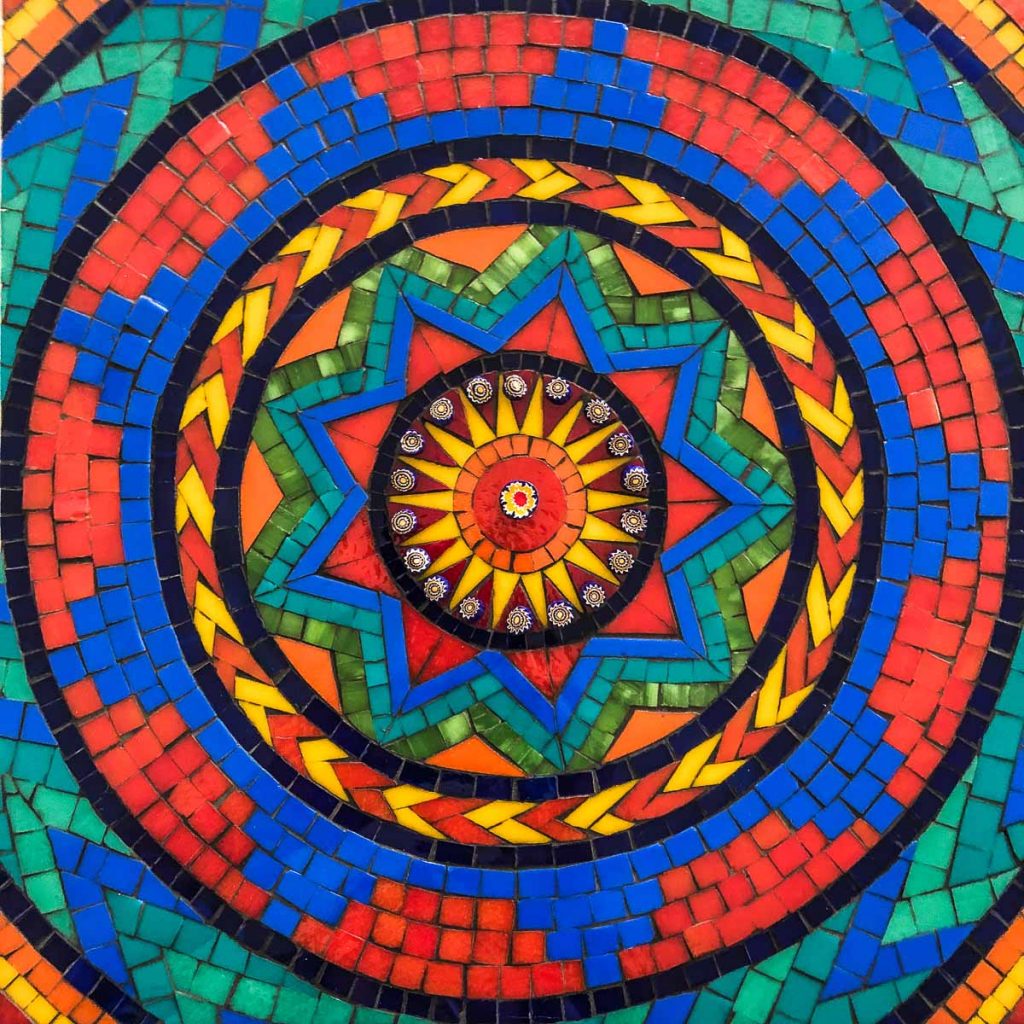 Aztec Mandala 30cm x 30cm Stained Glass Mosaic