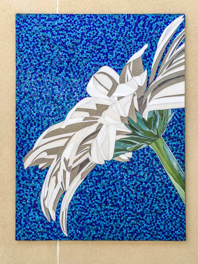 White Gerbera Triptych
2 x 1.2m x 0.9m
1 x 1.8m x 1.2m stained glass mosaic
Private Commission: Prospect