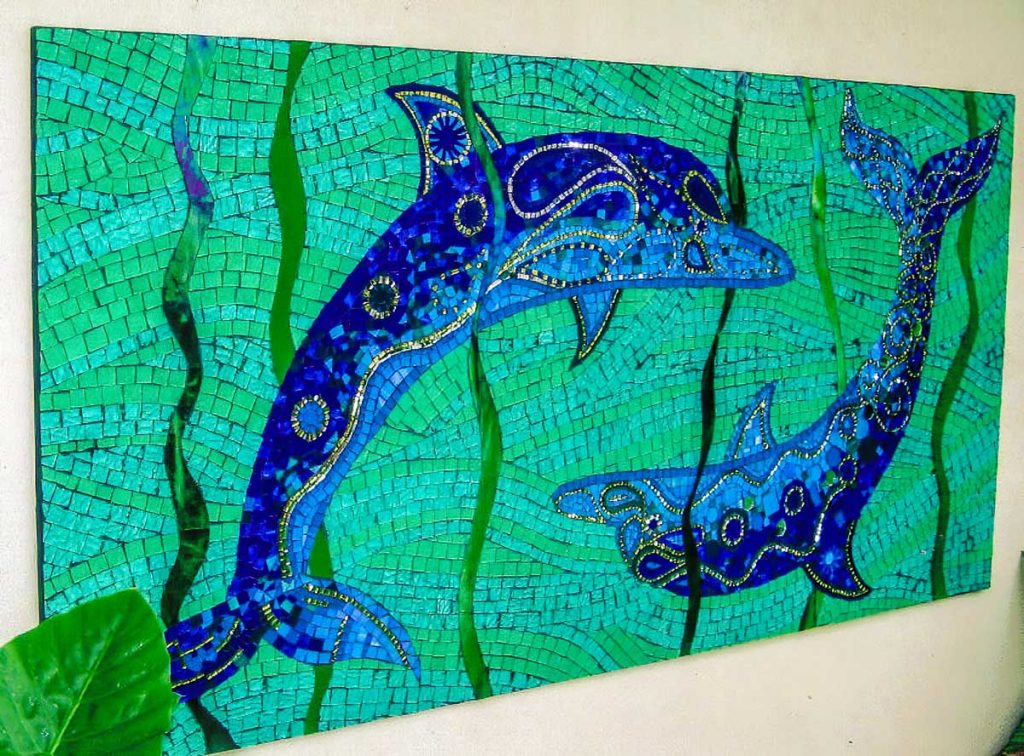 Dolphin Mosaic
1.8m x 1m stained glass and mirror mosaic. Private commission - Somerton