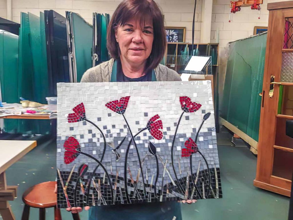 Heather's stained glass Poppy mosaic