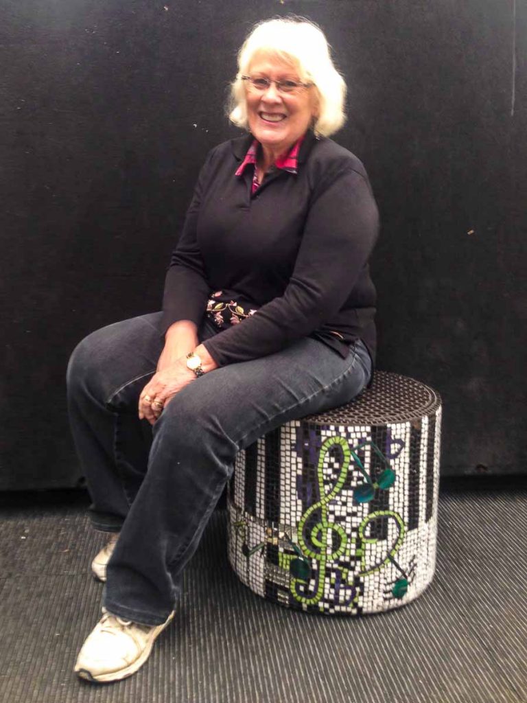 Glenys Heinrich and her ottoman