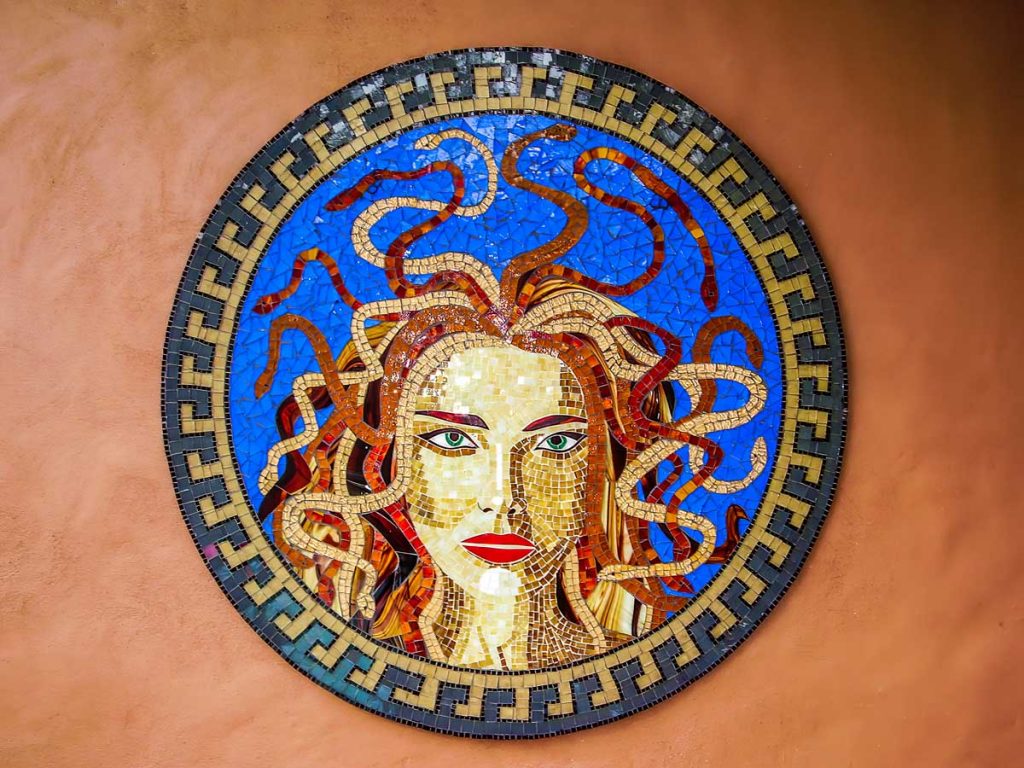 Medusa
1.2m diameter stained glass mosaic
Private commission
