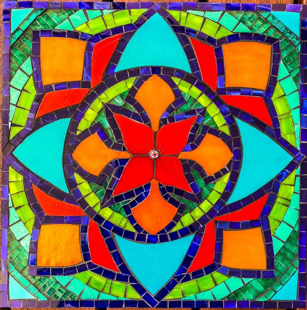 Mandala 30cm x 30cm Stained Glass Mosaic