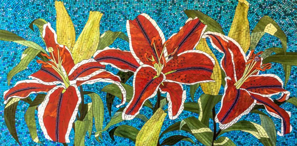 Lilium Mosaic
1.6m x 0.8m stained glass mosaic
Private Commission: Terrigal NSW